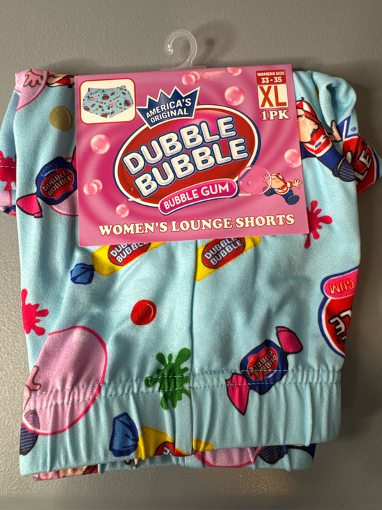 Pants - Dubble Bubble Women's Lounge Shorts - Light Blue Candy Print bubble gum sz XL